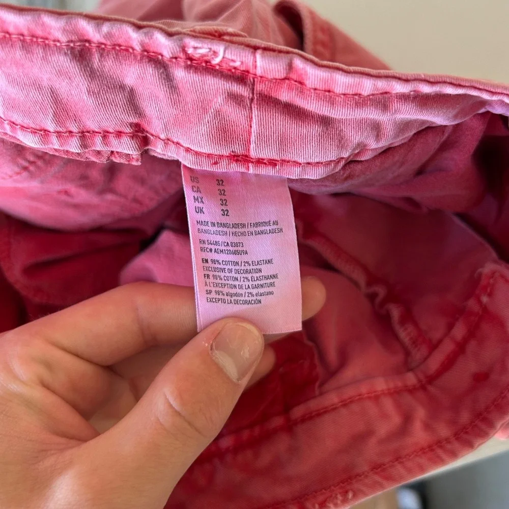 American Eagle Cargo Shorts Size 32 Pink Classic Fit Extreme Flex 9